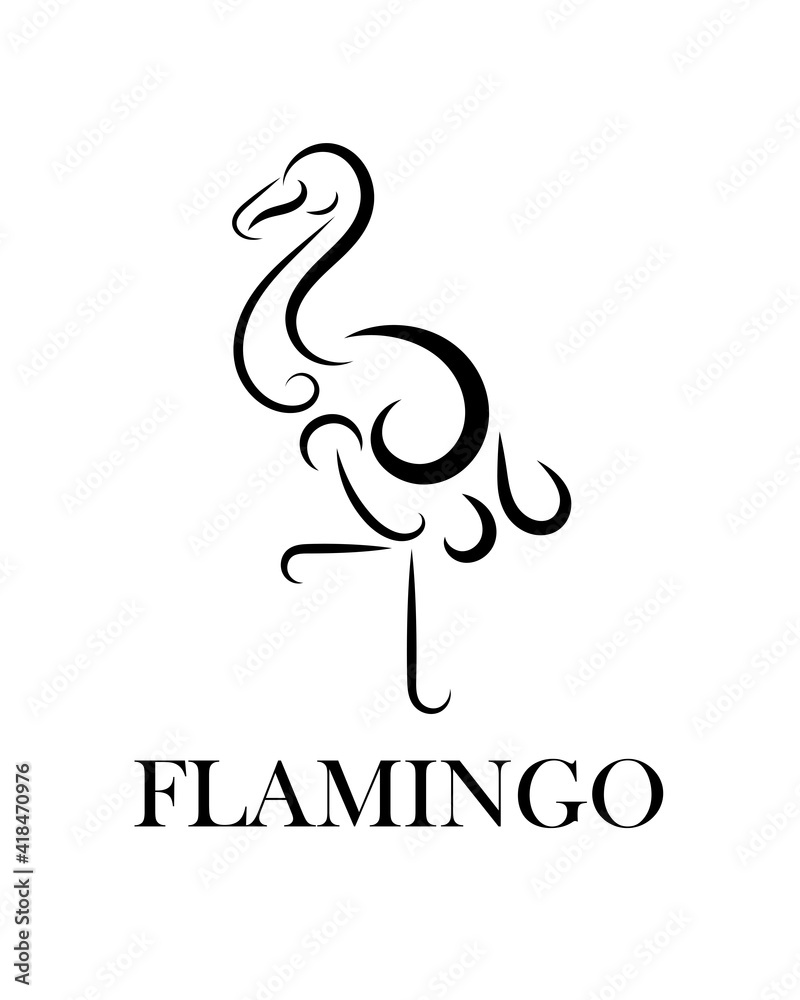 Line art vector illustration of flamingo. It is standing with one leg. Line art vector illustration of flamingo. It is standing with one leg.