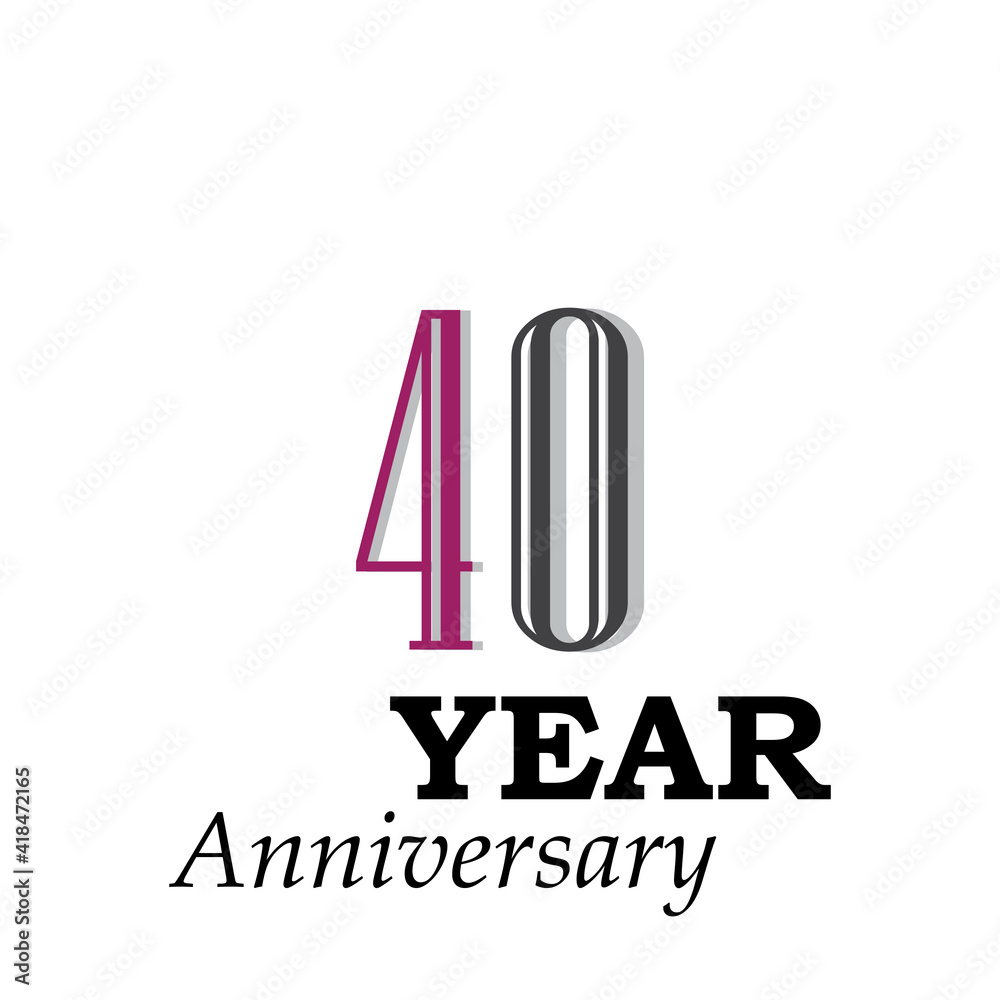 Fototapeta premium 40 Years Anniversary Celebration Color Vector Template Design Illustration