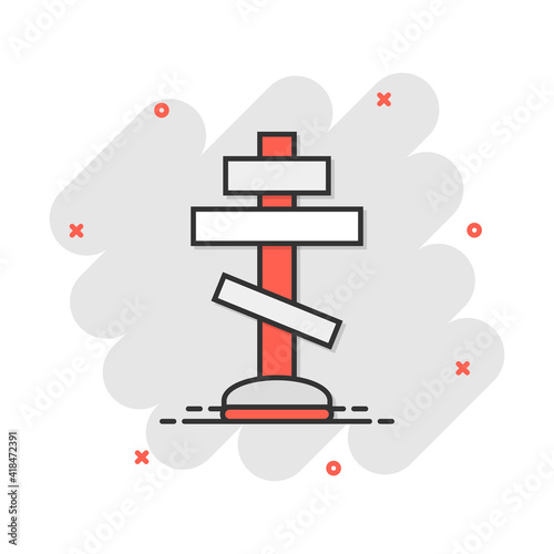 Vector cartoon halloween grave icon in comic style. Gravestone sign illustration pictogram. Rip business splash effect concept.