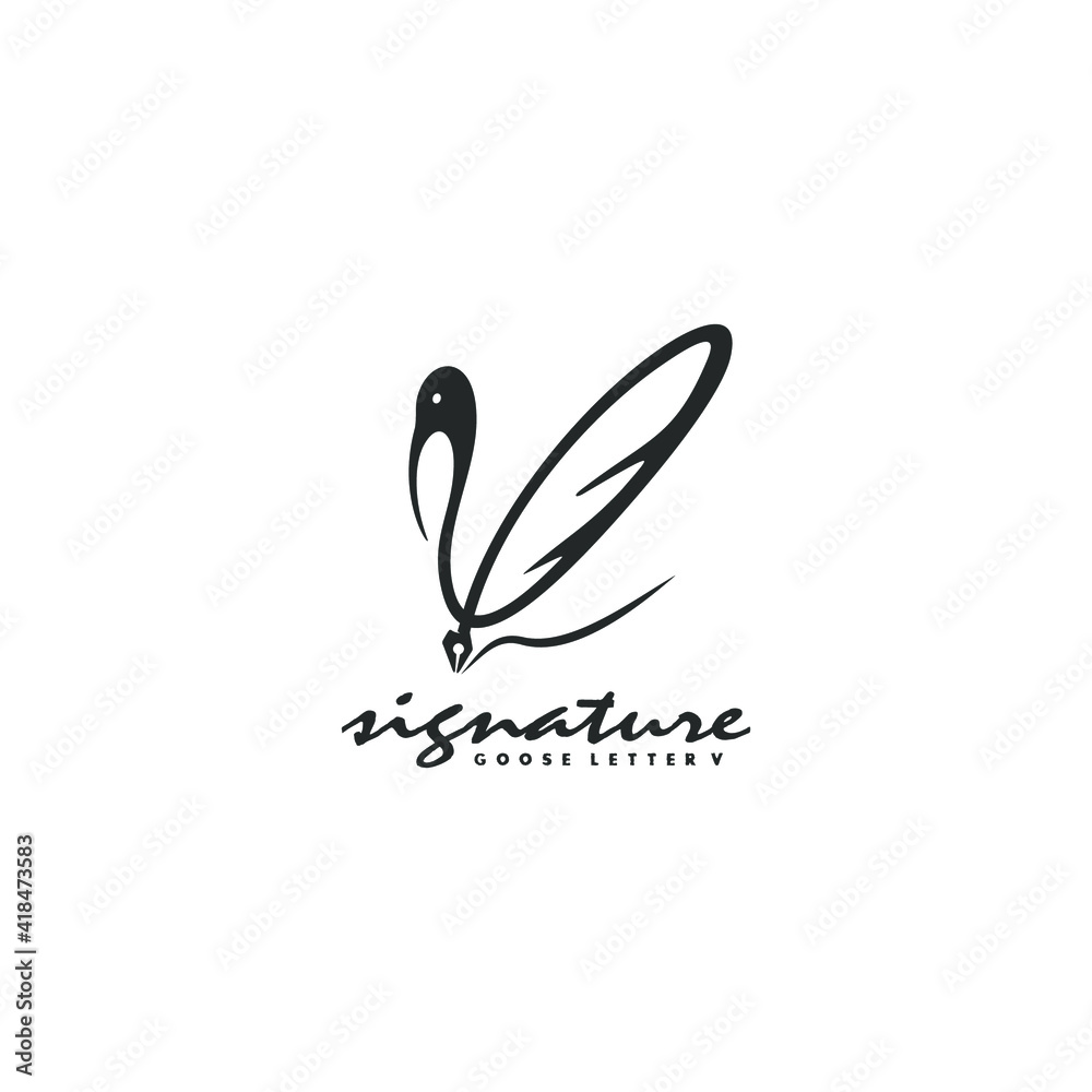 signature concept goose and ink pen vector eps 10 download