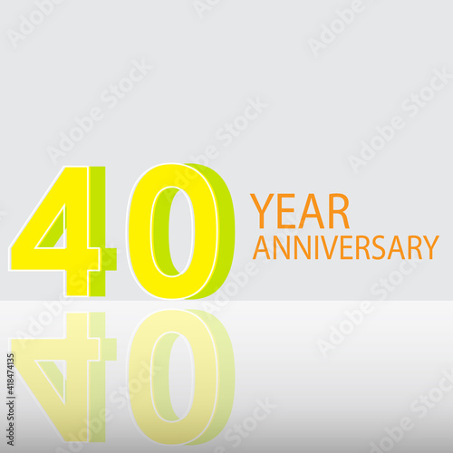 40 Years Anniversary Celebration Yellow Color Vector Template Design Illustration