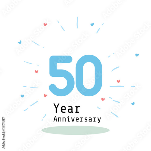 50 Years Anniversary Celebration Blue Color Vector Template Design Illustration