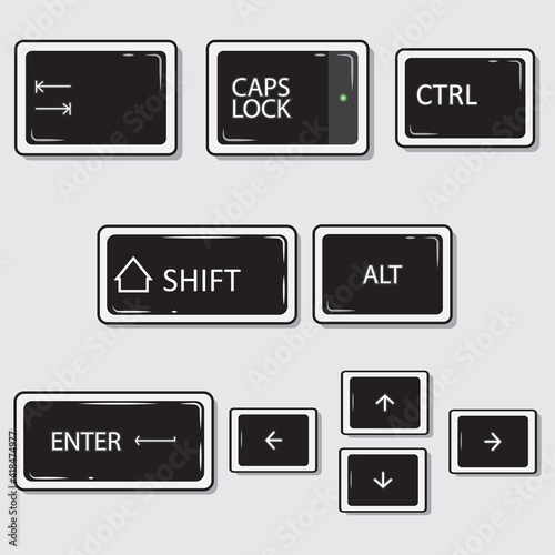 Illustration vector graphic of keyboard keys with flat style design
