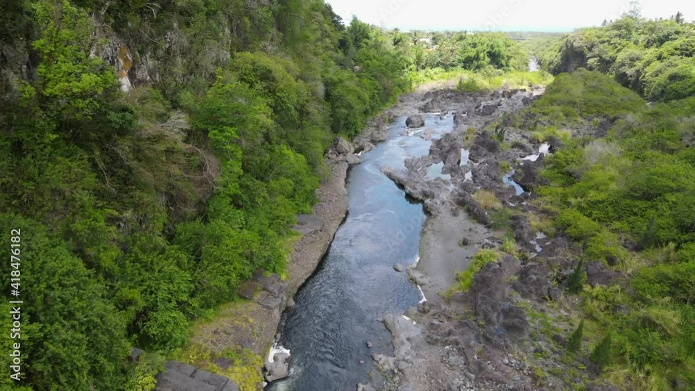 Beautiful waterfall and river of East Reunion island, Bassin La Paix Beautiful waterfall and river of East Reunion island, Bassin La Paix