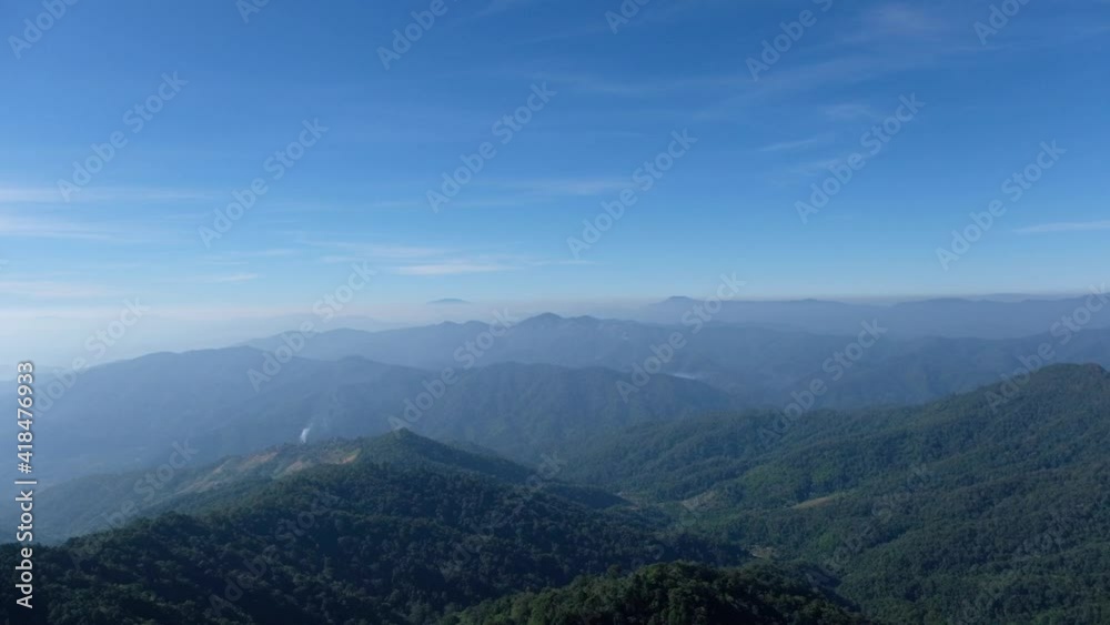 Camera panning to the forest and mountains Camera panning to the forest and mountains