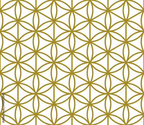 Vector gold seamless elegant pattern, oriental, Asian, geometric, and Eastern style.