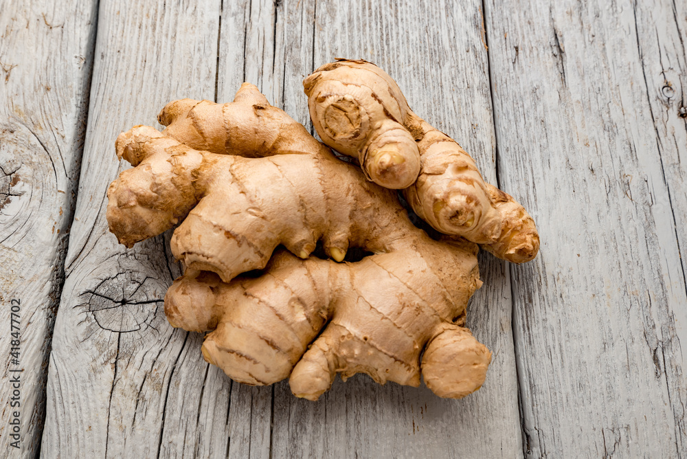 Healthy ginger root close up