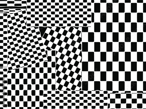 abstract background consists of black and white squares intersecting at different angles 