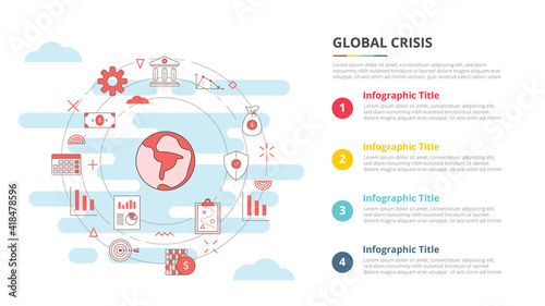 global crisis concept for infographic template banner with four point list information