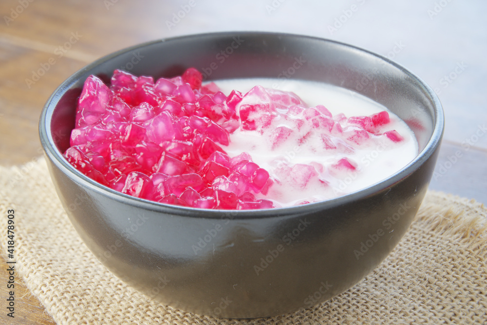 TabTim Krob (Water Chestnuts in Coconut Milk) Thai dessert TabTim Krob (Water Chestnuts in Coconut Milk) Thai dessert