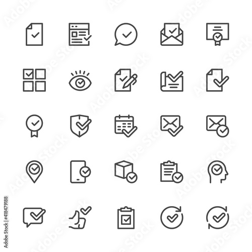 Approve, Accepted, Check List. Simple Interface Icons for Mobile Apps. Editable Stroke. 32x32 Pixel Perfect.