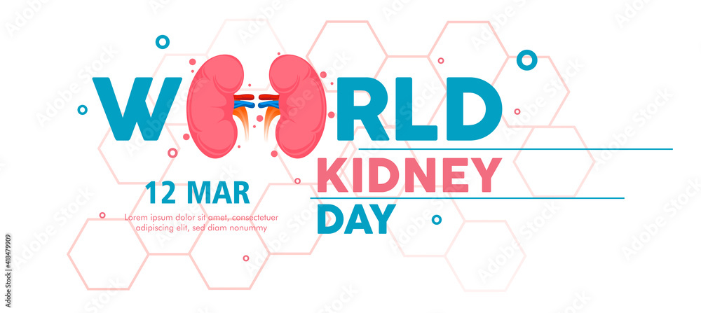 Illustration Of World Kidney Day Poster Or Banner Background.Kidney care logo design. Urology vector design. World kidney day logotype