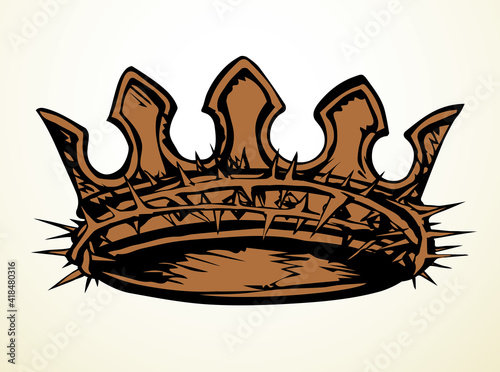 Precious golden crown with thorns. Vector drawing