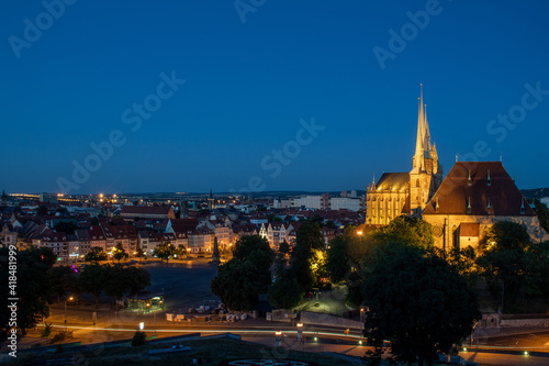 view of the night sky over the erfurt cathedral in thuringia
