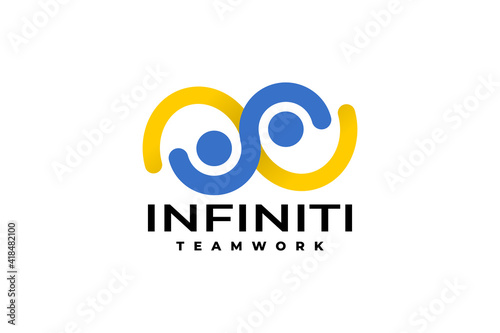 combination of teamwork symbol and infinity shape. isolated community logo vector template.