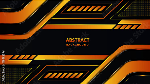 Abstract luxury glowing orange gradient color geometric shapes background premium vector.