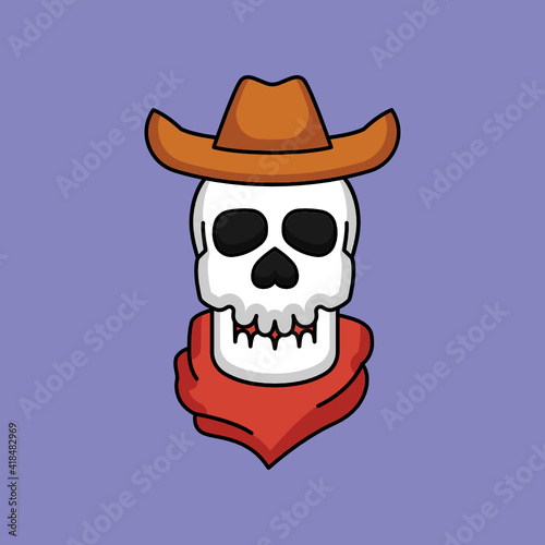 Skull head cute mascot design 