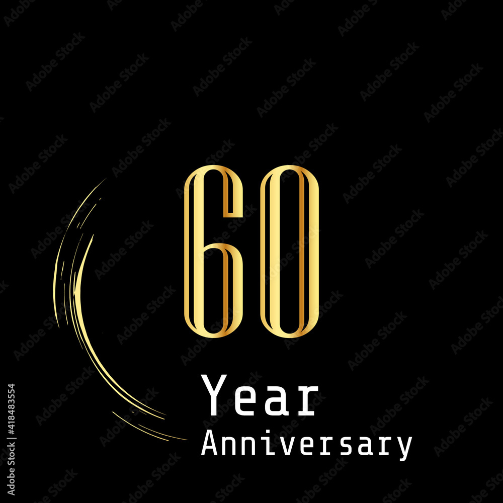 60 Years Anniversary Celebration Gold Black Background Color Vector Template Design Illustration 60 Years Anniversary Celebration Gold Black Background Color Vector Template Design Illustration