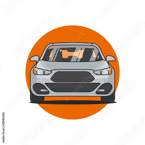 Sedan car front view, vector illustration
