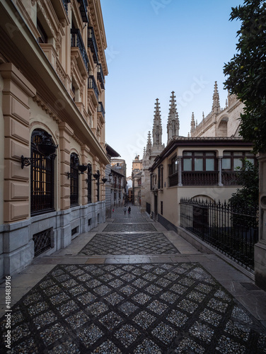along the cathedral of granada in the afternoon in Granada, spain
