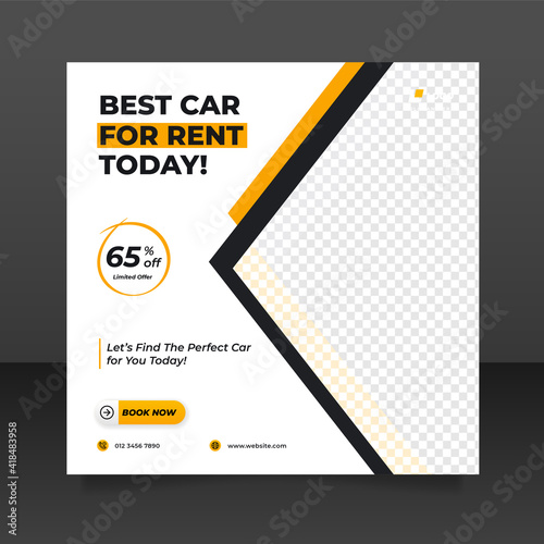 Car rental promotion social media post banner template