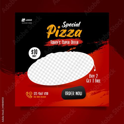 Food social media post and promotion banner design template