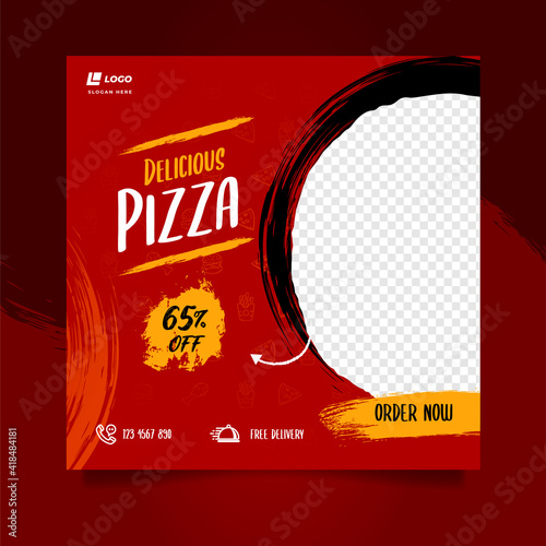Food social media post and promotion banner design template