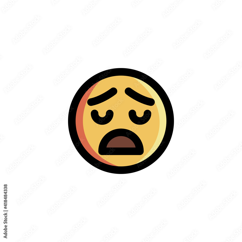 Obraz premium Sad Give Up Tired Emoticon Icon Logo Vector Illustration. Outline Style..