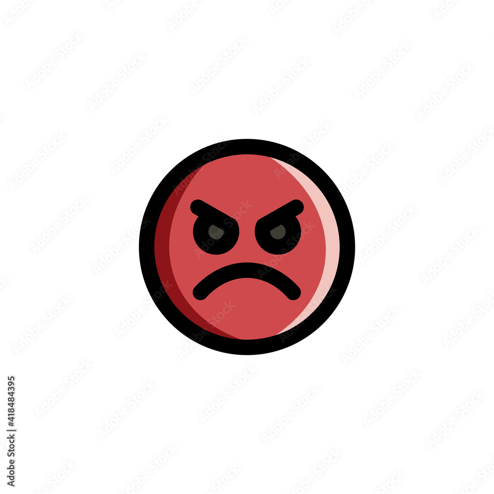 Furious Face Emoticon Icon Logo Vector Illustration. Outline Style.. Furious Face Emoticon Icon Logo Vector Illustration. Outline Style..