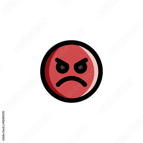 Furious Face Emoticon Icon Logo Vector Illustration. Outline Style..