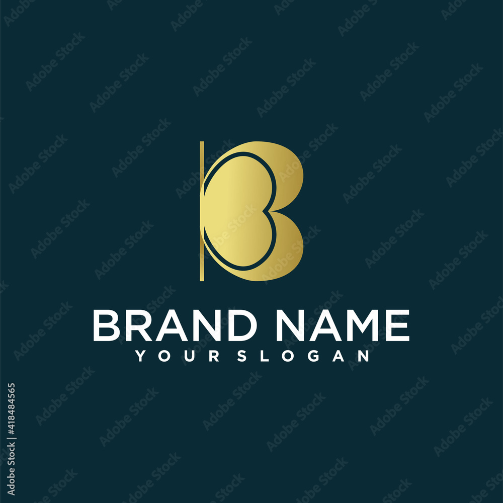 letter B logo with love shape emblem style, golden gradient color, premium vector. part 3 letter B logo with love shape emblem style, golden gradient color, premium vector. part 3