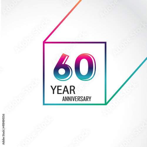 60 Years Anniversary Celebration Rainbow Color Vector Template Design Illustration