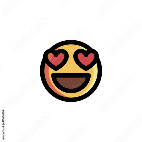 Very Happy in Love Emoticon Icon Logo Vector Illustration. Outline Style..