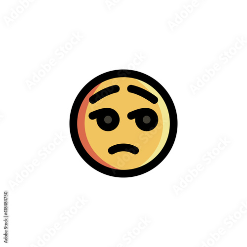 Sad Disappointed Emoticon Icon Logo Vector Illustration. Outline Style..