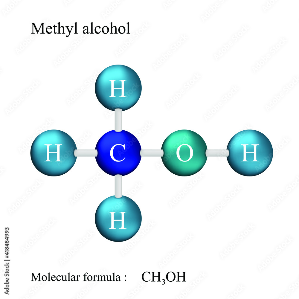 Lewis structural formula of methyl alcohol, molecular formula Stock