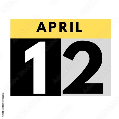 April 12 . flat daily calendar icon .date ,day, month .calendar for the month of April