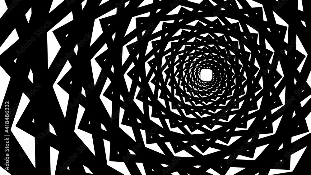 Abstract background, black and white spiral whirl, fractal like design, intereting vector illustration. - obrazy, fototapety, plakaty 