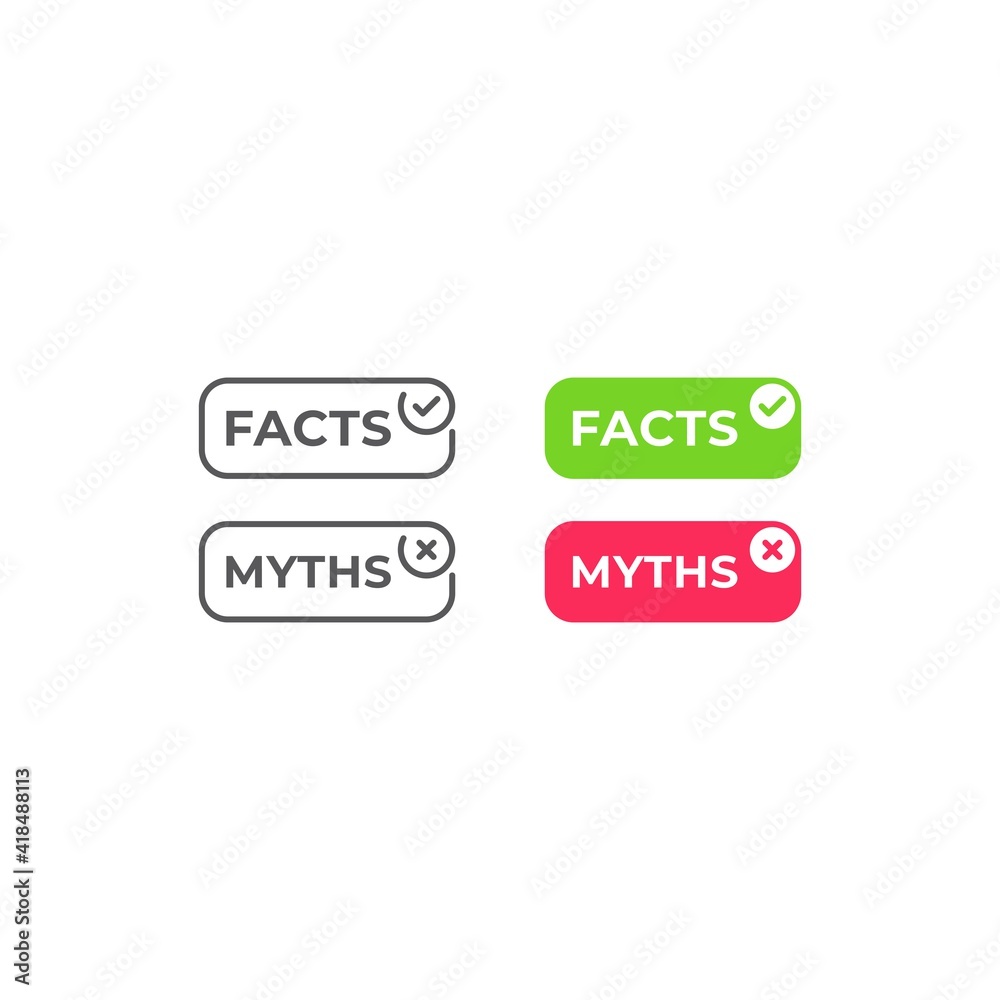 Facts vs myths. Vector icon template