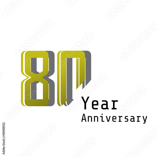 80 Years Anniversary Celebration Gold Vector Template Design Illustration