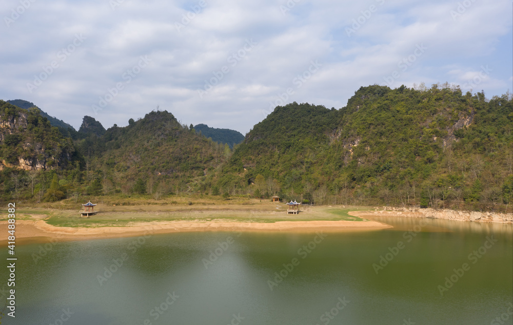 Karst mountain and lake landscape in China Karst mountain and lake landscape in China