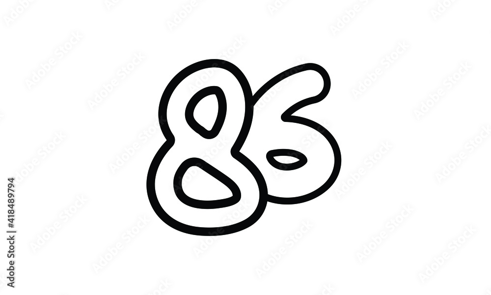 86 Casual Modern Line Art Number