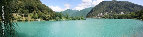 The beautiful turquoise Soca River in Triglav National Park in Slovenia