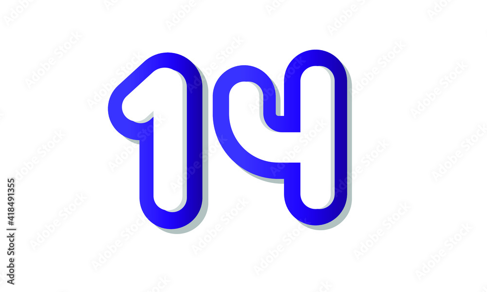 14 Cool Modern Blue 3D Number Logo 14 Cool Modern Blue 3D Number Logo