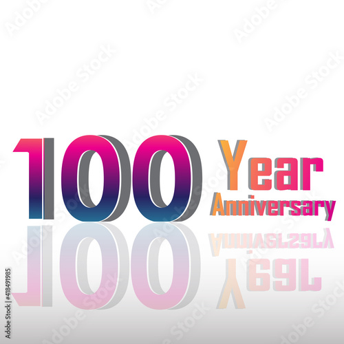 100 Years Anniversary Celebration Rainbow Color Vector Template Design Illustration