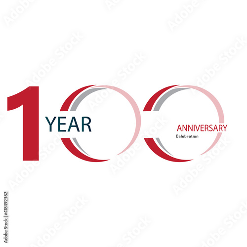 Fototapeta Naklejka Na Ścianę i Meble -  100 Years Anniversary Celebration Red Color Vector Template Design Illustration