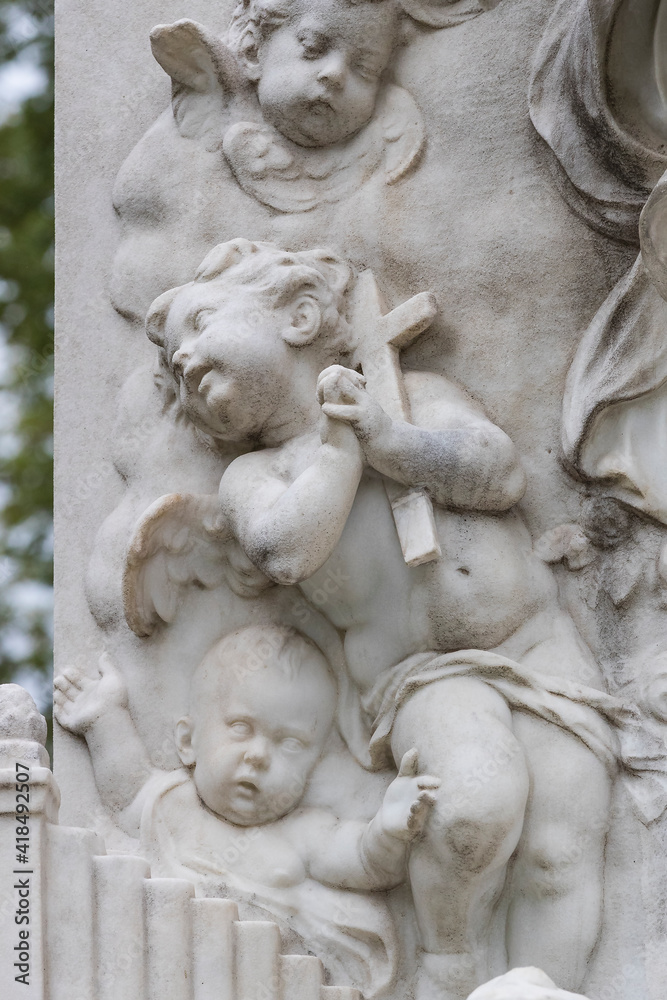 Architectural elements of the Mozart monument created in 1896 in Vienna in Austria