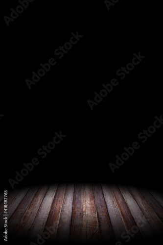Old wooden planks leading into the dark, 3D illustration