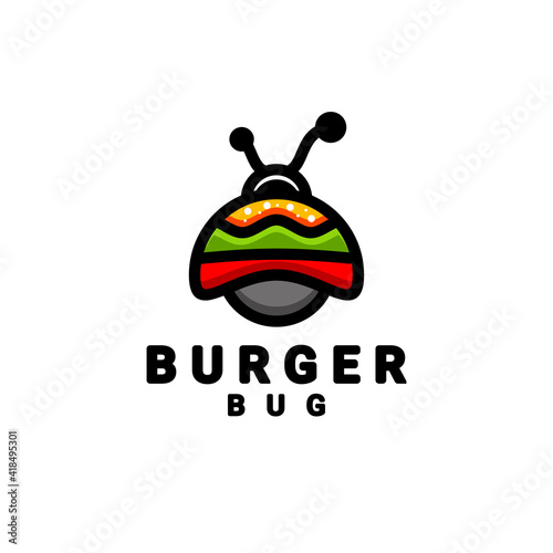Simple Mascot logo design combination Burger and Bug