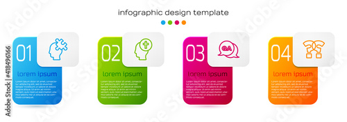 Set line Solution to the problem, Man graves funeral sorrow, Question and Answer and mark. Business infographic template. Vector.