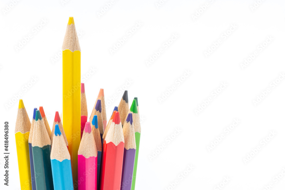 Color pencils on white background. Color pencils on white background.